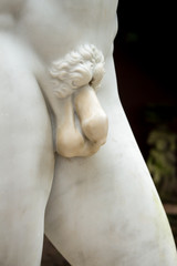 Close up of statue of male phallus