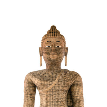 Buddha made of bamboo weave by handmade which is a beautiful sculpture.