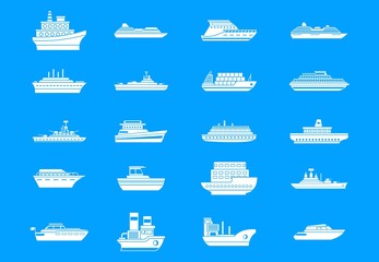 Ship icon blue set vector