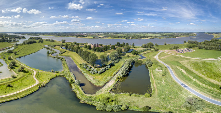 Aerial view of historic Castle Loevestein, Poederoijen - Holland - Netherlands