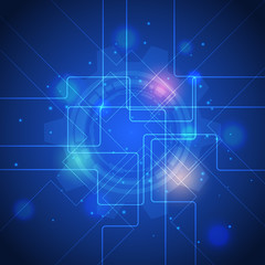 Abstract lines high technology blue background. Vector illustration.