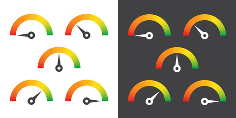 Meter sign infographic gauge element from red to green vector illustration