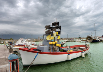 Fishing Boat in the Port of Bocca di Magra village - Liguria Italy