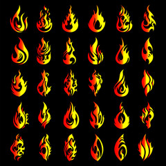 thirty colour flame icons