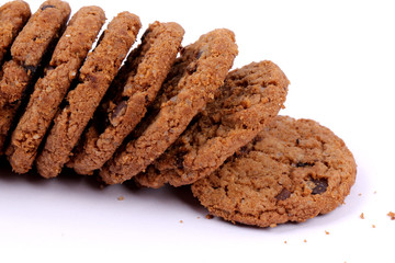 Chocolate homemade pastry biscuits isolated on white background