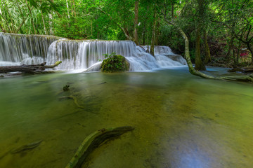 Beautiful Huay Mae Kamin Waterfall in Khuean Srinagarindra National Park, Kanchanaburi Province. Thailand