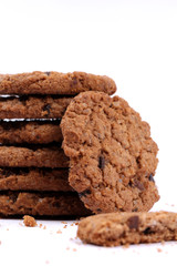 Chocolate homemade pastry biscuits isolated on white background