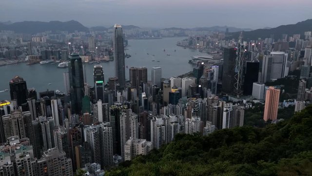 Victoria Peak, Hong Kong  - March 31, 2018 : Hong Kong city view from the peak