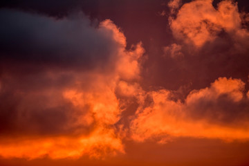 Scenic red Sunset with clouds