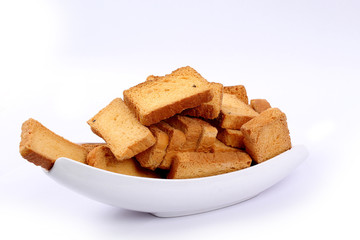crispy rusk on white