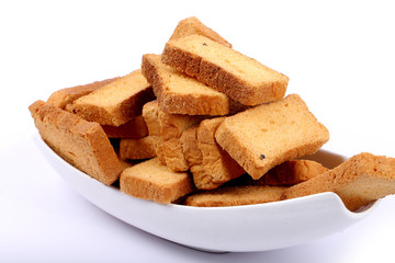 crispy rusk on white