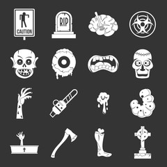 Zombie icons set grey vector