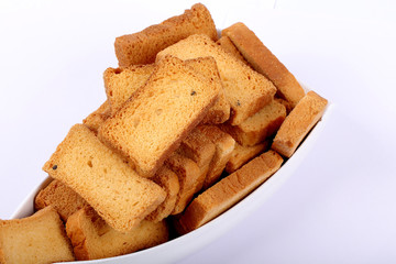 crispy rusk on white