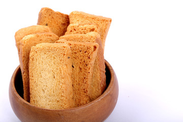 crispy rusk on white