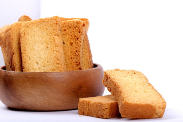 crispy rusk on white
