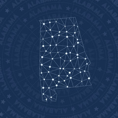 Alabama network, constellation style US state map. Ravishing space style, modern design. Alabama network map for infographics or presentation. © Eugene Ga