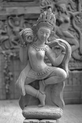 Stone carving Stucco Women Antiques based on the Hindu belief. In ancient Cambodia, Thailand, Indonesia and Laos.