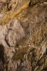 Stone rocks texture with climbing handles