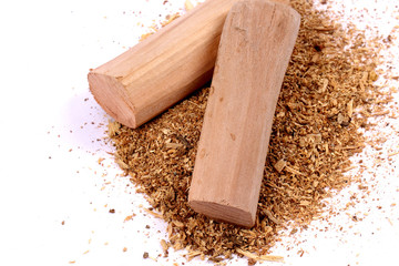 Chandan or sandalwood, sandalwood sticks, perfume, selective focus