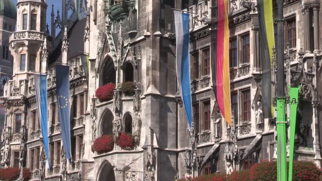 Close up of fasade or front of Munich's city hall, Bavaria, Germany.