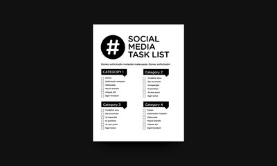 Social Media Task List Vector Template