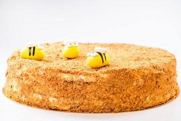 Sweet tasty Honey Cake Medovik on light background