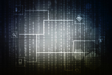 2d illustration Abstract futuristic electronic circuit technology background
