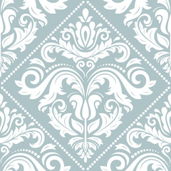 Damask classic white pattern. Seamless abstract background with repeating elements. Orient background