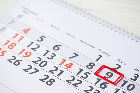 Dentists Day. February 9 mark on the calendar, close-up