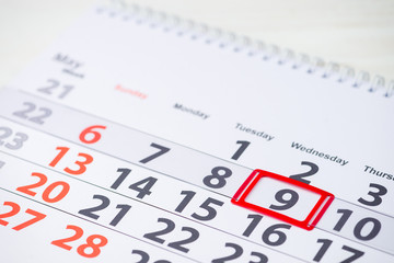 Victory Day. 9 May mark on the calendar, close-up