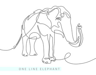 continuous one line drawing of indian elephant