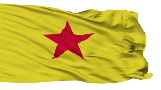 Moheli flag, city of Comoros, realistic animation isolated on white seamless loop - 10 seconds long (alpha channel is included)