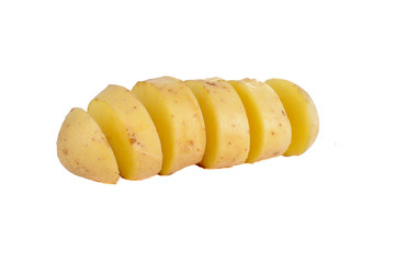 Raw sliced potatoe isolated on white background.