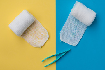bandage gauze on colored paper two tone