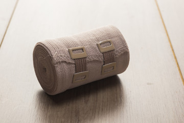 elastic bandage on wood 
