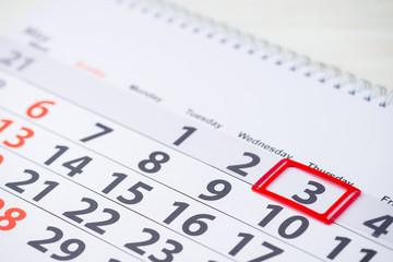 World Day Of The Sun. 3 May mark on the calendar, close-up