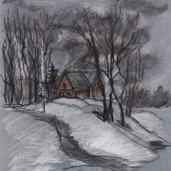 winter landscape with lake