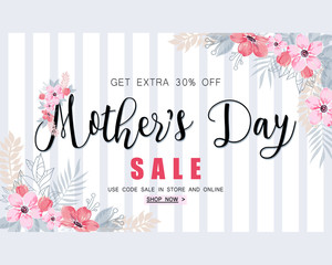 Mothers day sale banner template for social media advertising.