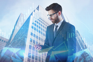 Fototapeta premium Technology, online analysis, finance and market concept