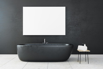 Bathroom interior with poster
