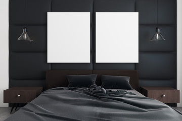 Modern bedroom with banner