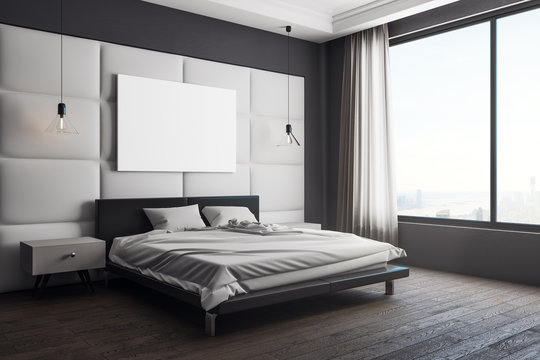Modern bedroom with billboard