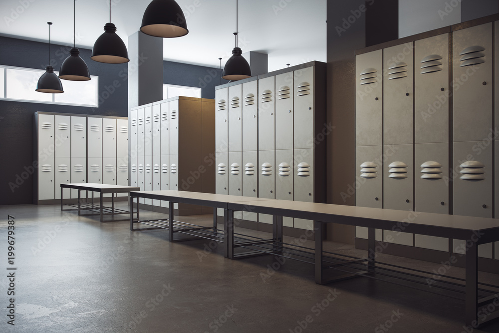 Wall mural modern locker room interior