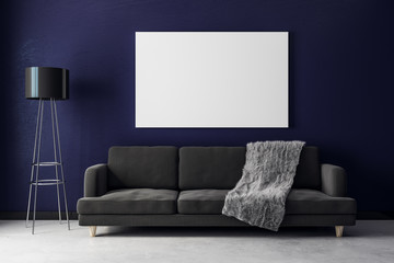Modern living room with poster