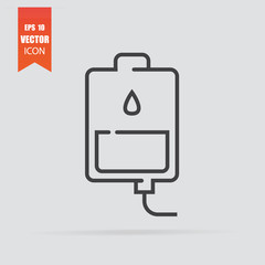 Blood donation icon in flat style isolated on grey background.