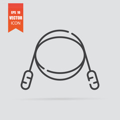 Jump rope icon in flat style isolated on grey background.