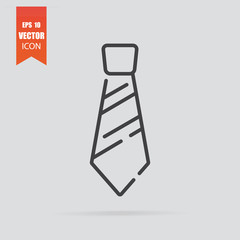 Tie icon in flat style isolated on grey background.