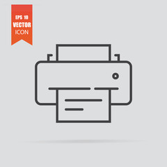 Fax icon in flat style isolated on grey background.