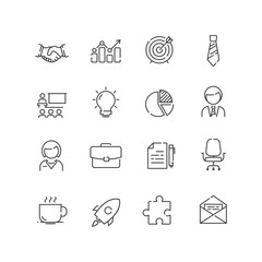 Set of business icons, line style.