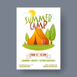 summer camp poster flyer or banner design fotolia com の ストック